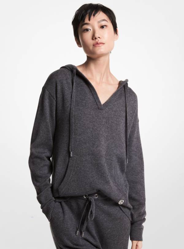 Damske Mikiny S Kapucňou Michael Kors Merino Wool Blend Siva - Oblecenie Michael Kors Levně | GEADF-6408